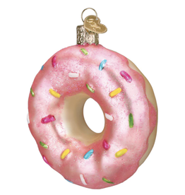 Ornament - Blown Glass- Pink Sprinkles Donut