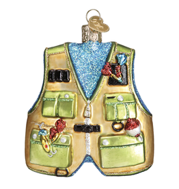 Ornament - Blown Glass - Fishing Vest
