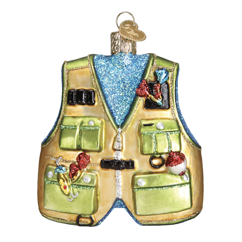 Ornament - Blown Glass - Fishing Vest