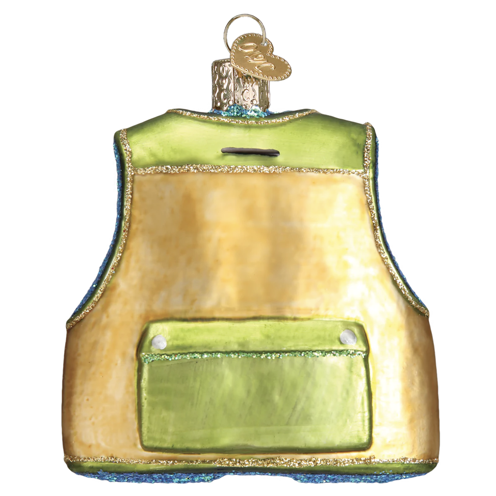 Ornament - Blown Glass - Fishing Vest
