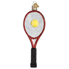 Ornament - Blown Glass - Red Tennis Racquet