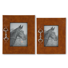 Frame - Tan Leather w/Silver Horse Bit - 4x6"