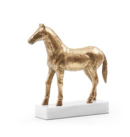 MH Statue - Palfrey/Horse - Gold Leafed Iron on Marble -  10.5Wx3Dx11.5H