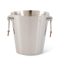 Ice Bucket - Silver w/Horse Bit Handle - Leather Tassel - 8"