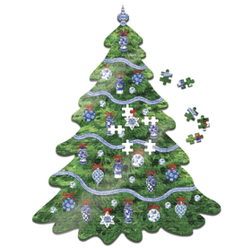 MH Puzzle - Blue & White Christmas Tree Shaped - Jigsaw 500 Pieces