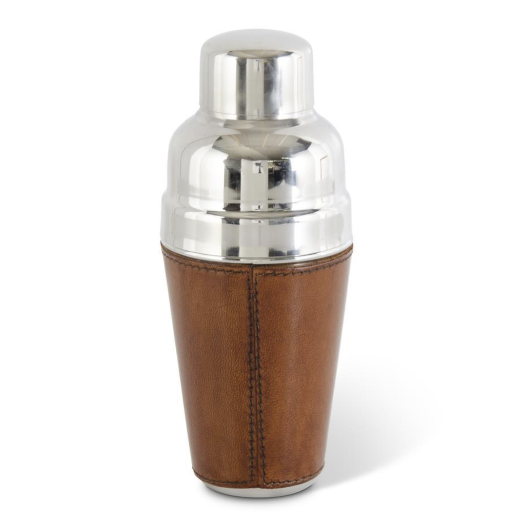 Cocktail Shaker - Brown Leather - 9"