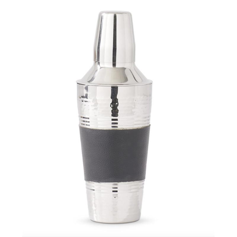 Cocktail Shaker - Silver Hammered - Black Stripe - 10"