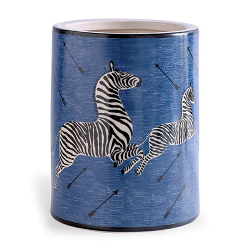 Ice Bucket - Scalamandre Zebra - Blue