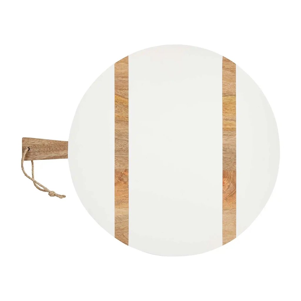 Serving Board - Round Paddle - White/Mango 25.5x20