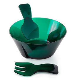 MH Salad Bowl w/Servers - Synthetic Crystal - Green