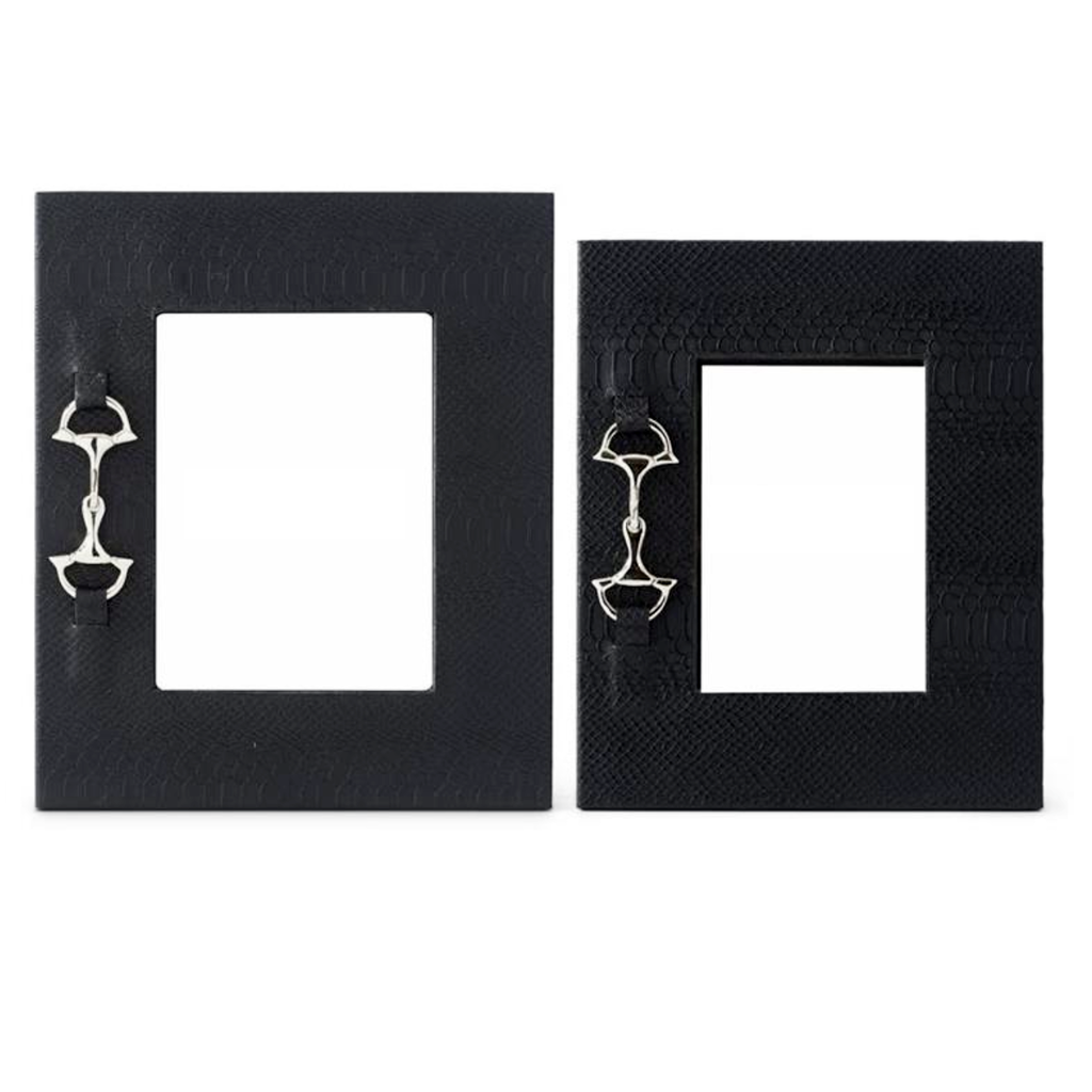 Frame - Black Leather w/Silver Horse Bit - 4x6"