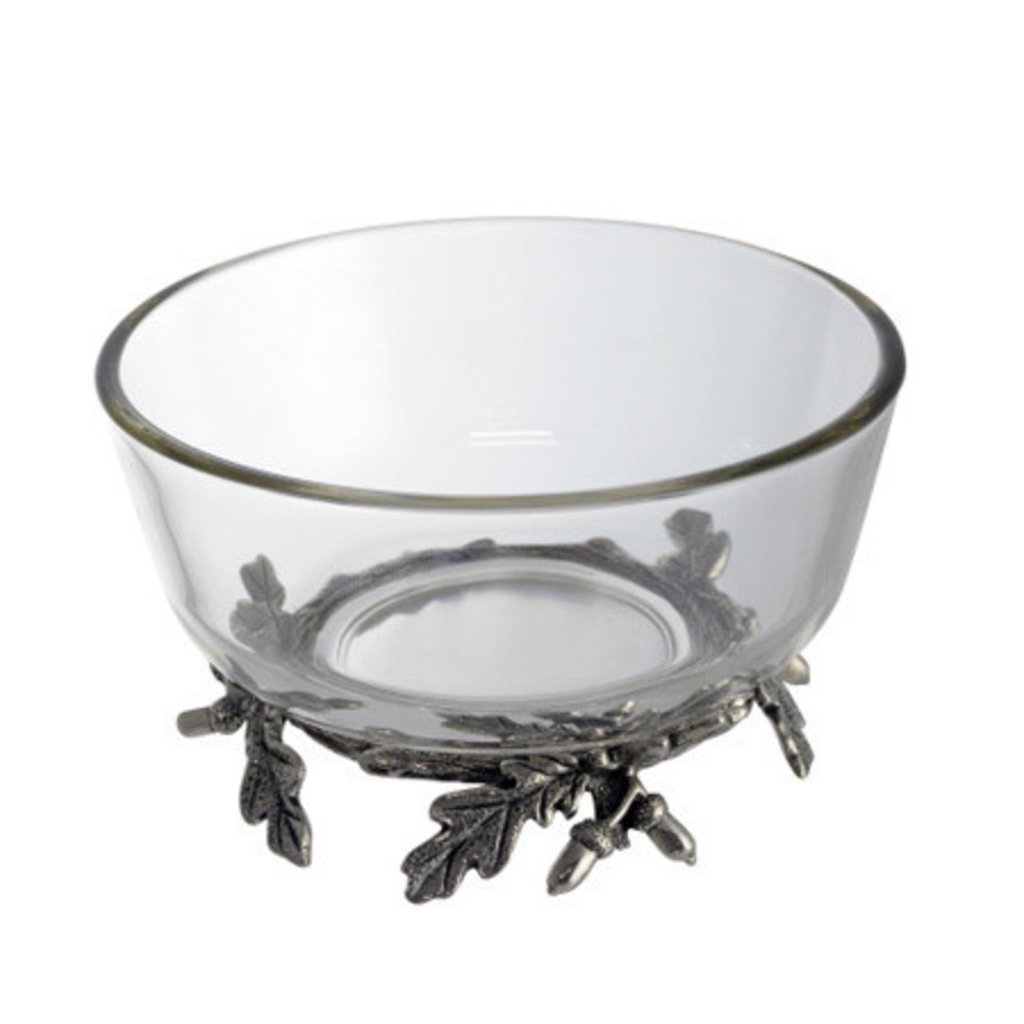 MH Bowl - Acorn Oak Leaf - Pewter & Glass
