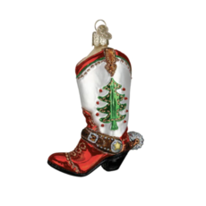 Ornament - Blown Glass - Christmas Cowboy Boots