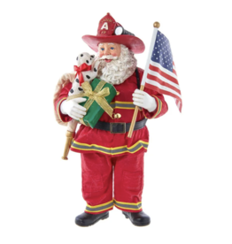 Santa - Fireman w/Flag - 10.5"