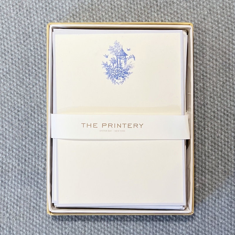 MH Boxed Notecards - Toile - Blue on Bone White w/Eldridge Blue Border