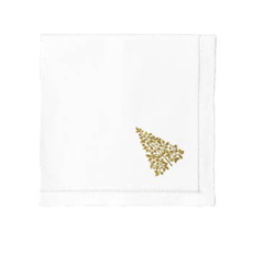 MH Dinner Napkins - Mod Tree Gold - White Cotton