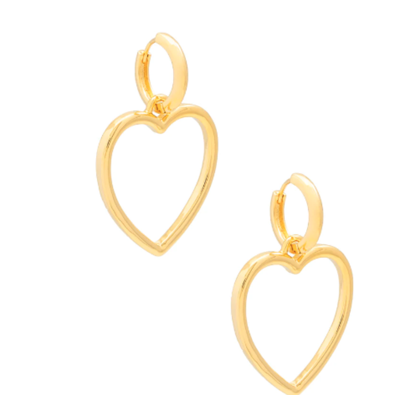 Earrings - Heart Drop - 2 in 1 - Gold