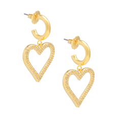 Earrings - Pave Heart Drop - Gold