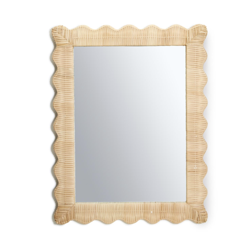 Mirror - Wicker Weave - Rattan Scalloped- 23.5W x 1.25" D x 30.5" H