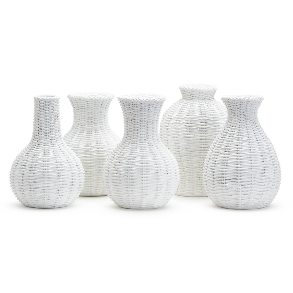 Vase - Basket Weave -White - Ast'd Shapes