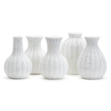Vase - Basket Weave -White - Ast'd Shapes