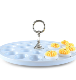 MH Tray - Classic Deviled Egg Tray - Pewter Ring Handle