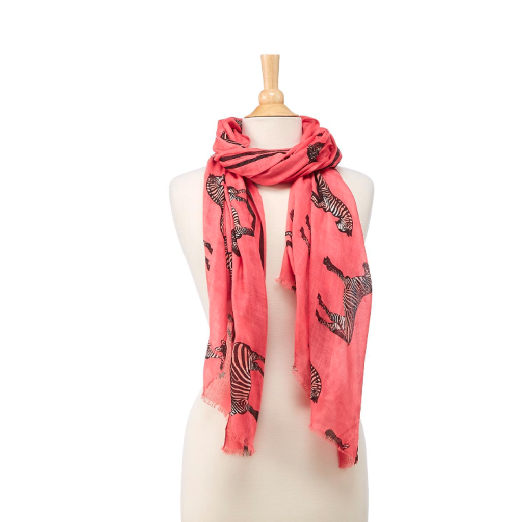 Scarf - Zebra Print - Coral