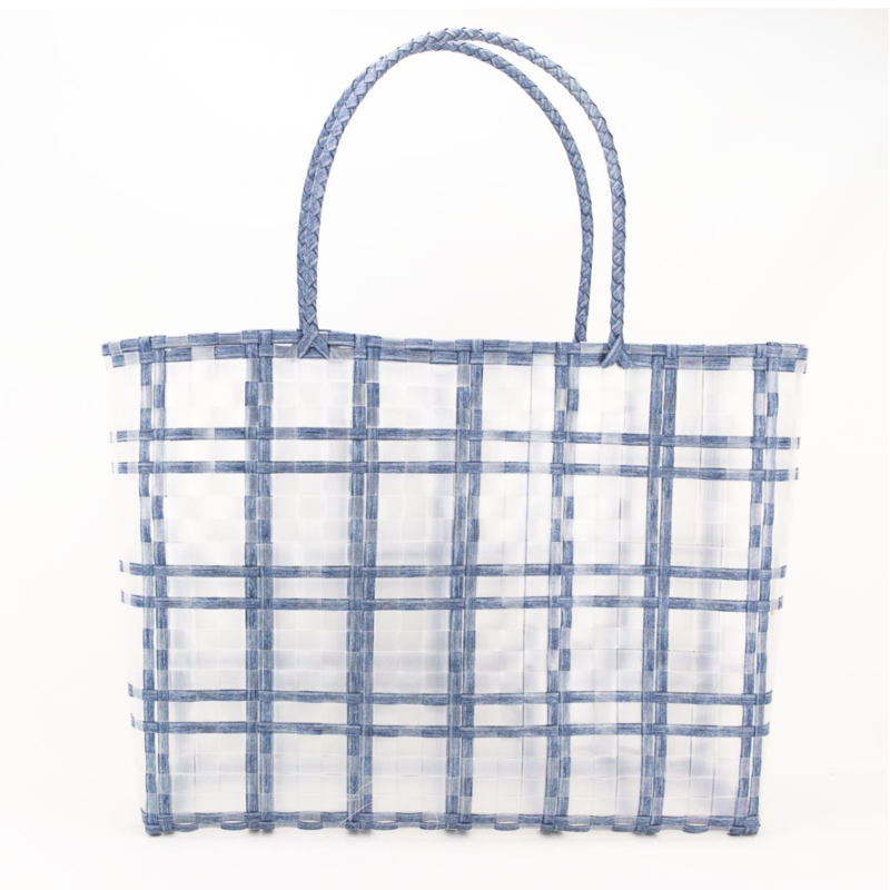 Tote - Woven Beach - Keone - Clear/Light Blue - 17x14x5"