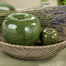 Decorative Apple - Green - Glazed Stoneware - Large -7.75x6.75"