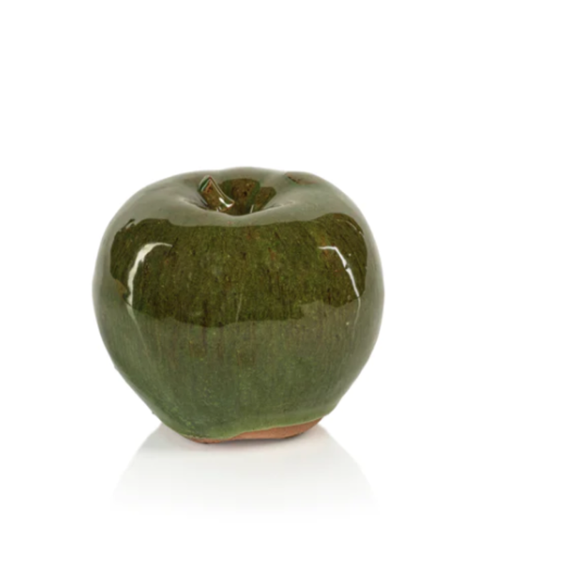 Decorative Apple - Green - Glazed Stoneware - Small -4x3.5"