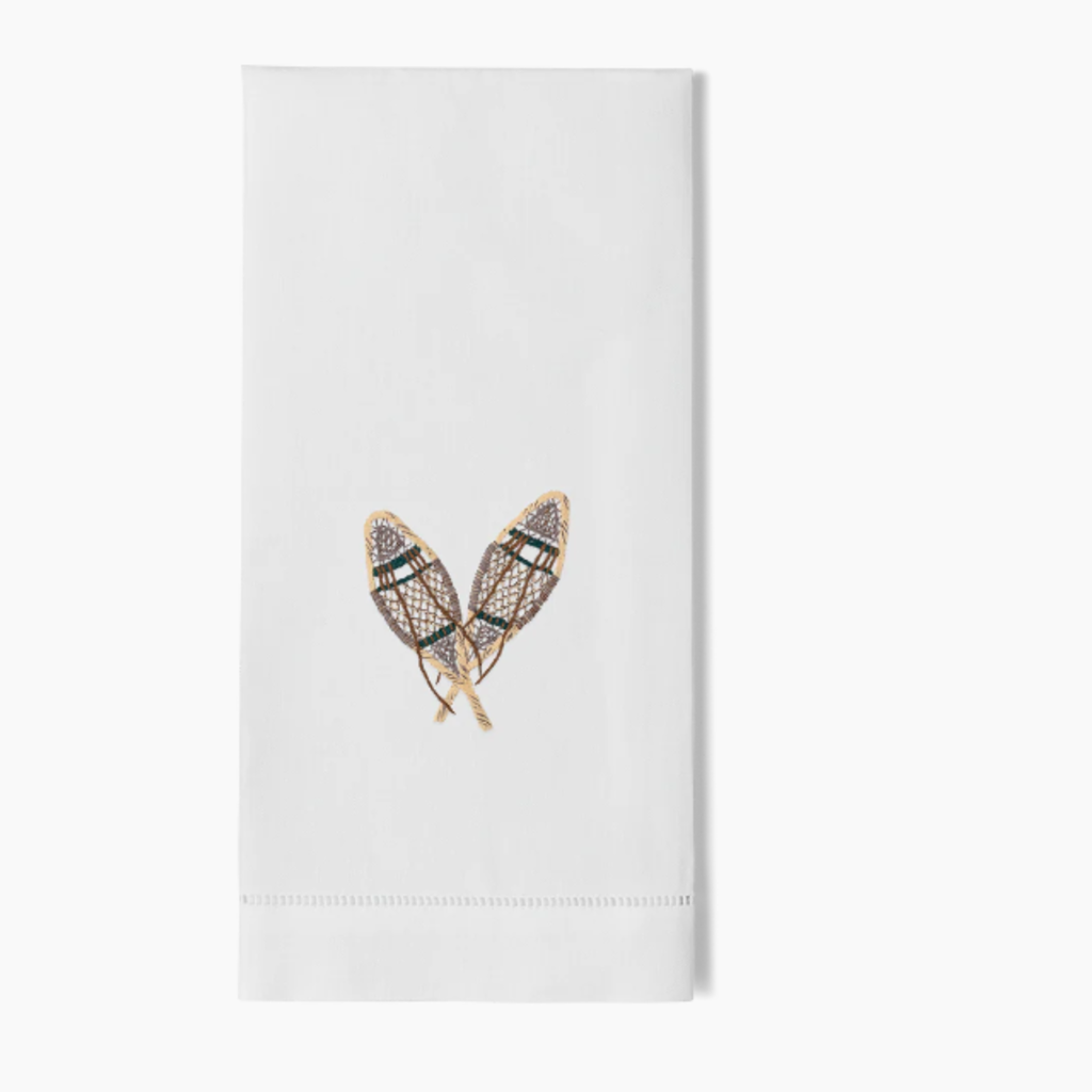 MH Hand Towel - Vintage Snowshoes- White Cotton