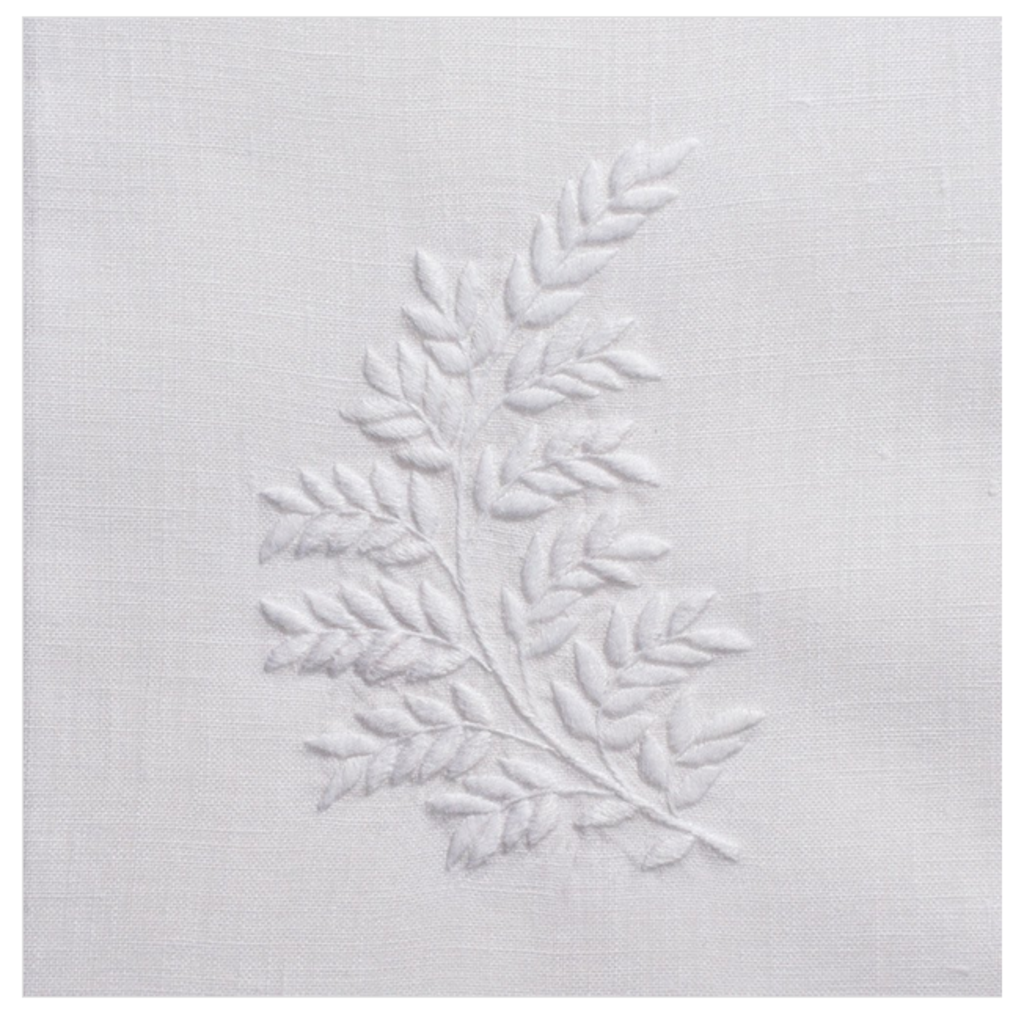 MH Hand Towel - Leaves White - White Cotten