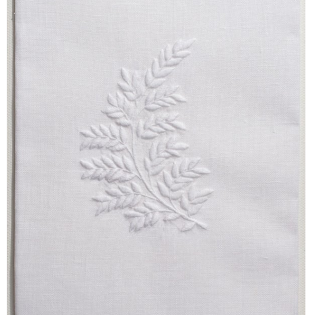 MH Hand Towel - Leaves White - White Cotten