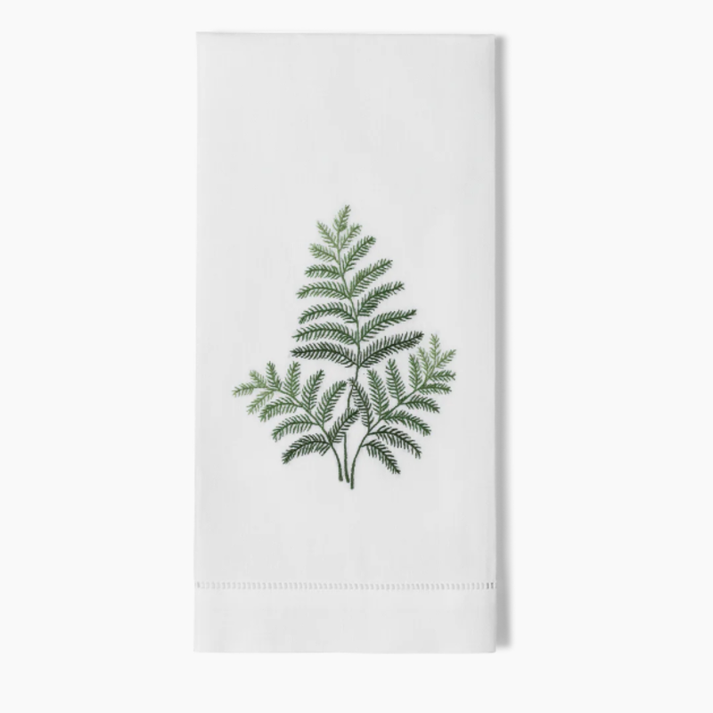 MH Hand Towel - Fern - White Cotton