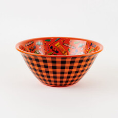 MH Bowl - Halloween Gingham Melamine - 14"D