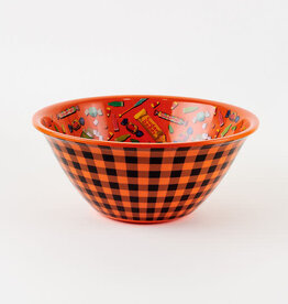 MH Bowl - Halloween Gingham Melamine - 14"D