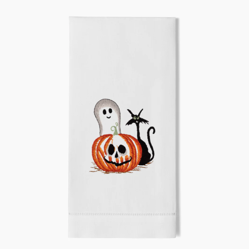 MH Hand Towel - Halloween Friends - White Cotton