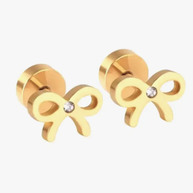 Earrings - Studs - Golden Bow