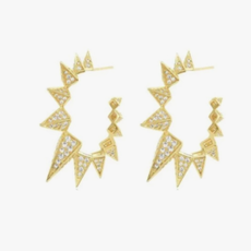 Earrings - Spiked Pave Hoop - Gold