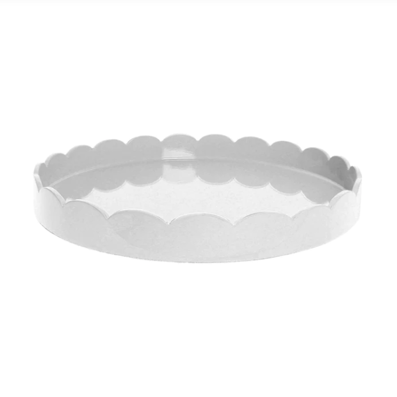MH Tray - Scallop Lacquered - Round - White - 16"