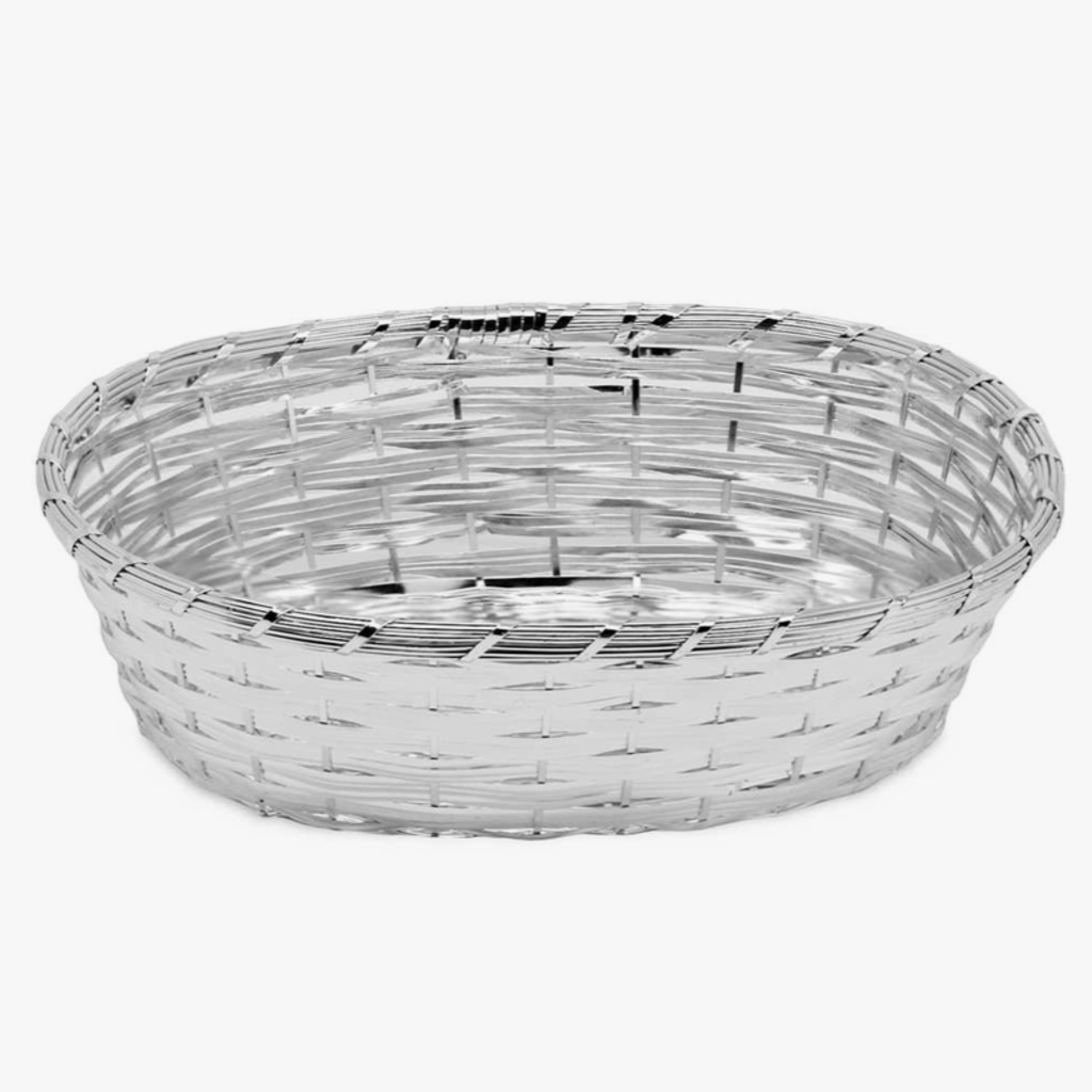 Serving Basket - Oval Braided - Nickel Plated