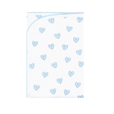 MH Heart Print - Baby Blanket - Blue