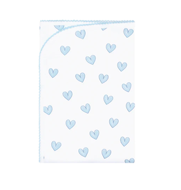 MH Heart Print - Baby Blanket - Blue