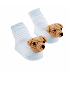 Baby Socks - Dog Rattle - Blue - 0-12M
