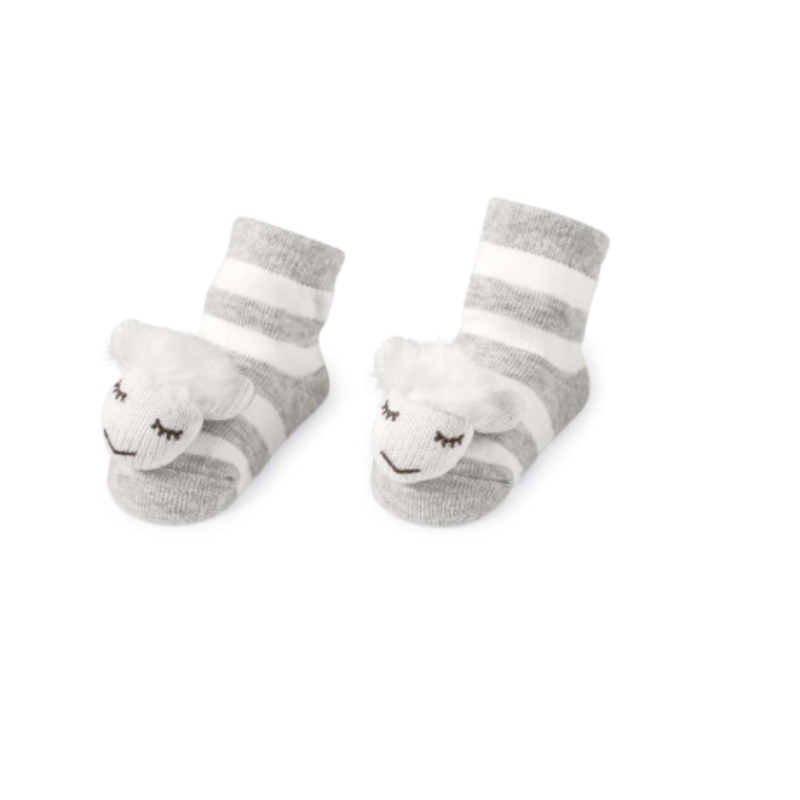 Baby Socks - Sheep Rattle - Grey - 0-12M