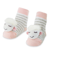 Baby Socks - Sheep Rattle - Pink -0-12M