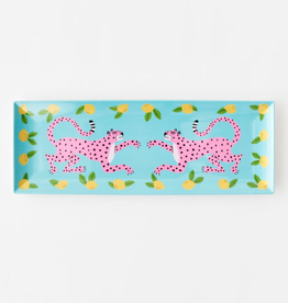 Tray - Leopard - Sandwich - Turquoise/Pink -7.5"x21"