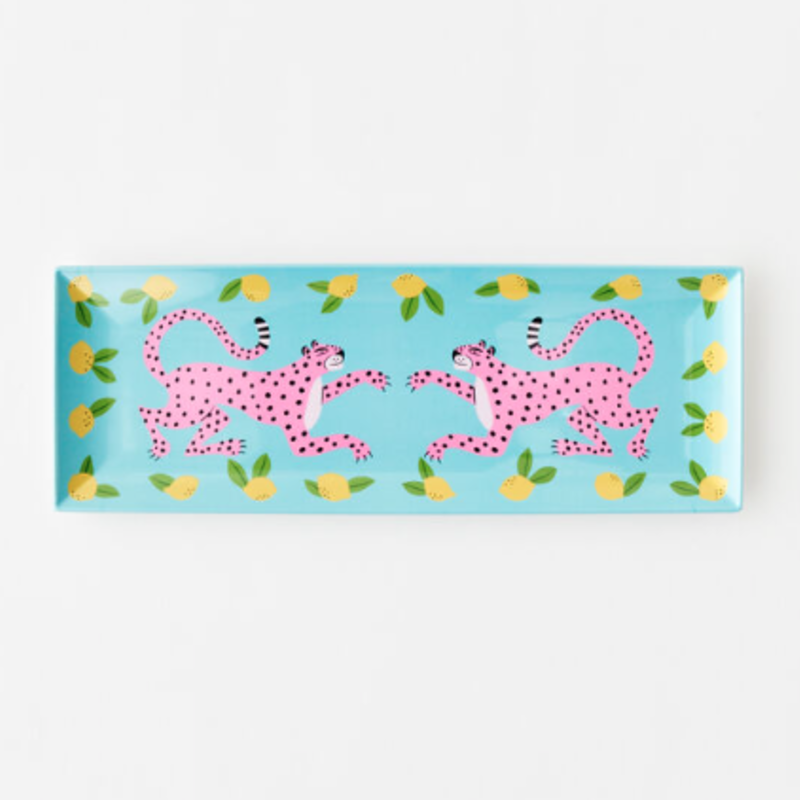 Tray - Leopard - Sandwich - Turquoise/Pink -7.5"x21"
