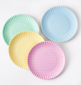 MH Plates - "Paper" Polka Dot Multi-Pastel - Melamine S/4