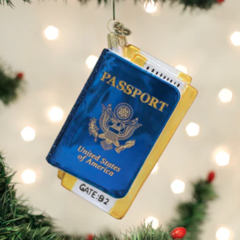 MH Ornament - Blown Glass - Passport
